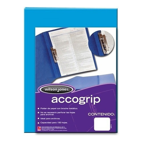 Folder De Papel Tamaño Carta Acco Accogrip P0976 Tipo Carpet Color Azul claro