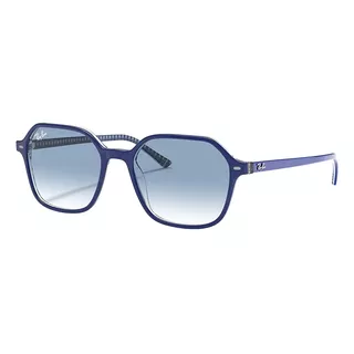 Óculos De Sol Ray-ban John Standard Armação De Acetato Cor Polished Blue, Lente Light Blue De Cristal Degradada, Haste Polished Blue De Acetato - Rb2194