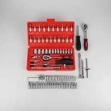Set Caja Herramientas Juego Llave Tubo Kit 46 Piezas Estuche Alpina Rojo