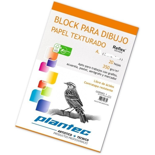 Block Papel Texturado Plantec A5 350g Encolado Acuarelas Color Blanco