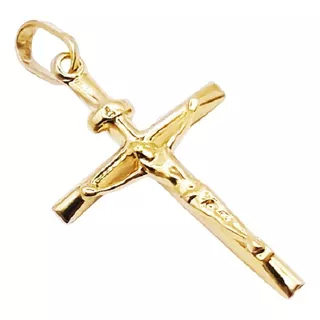 Pingente Cruz Com Cristo Ouro 18k Crucifíxo Cor Ouro Amarelo