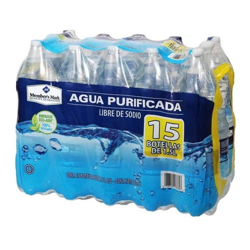  Botellas Agua Natural  Member's Mark 1. 5 Lt. 15 Pz