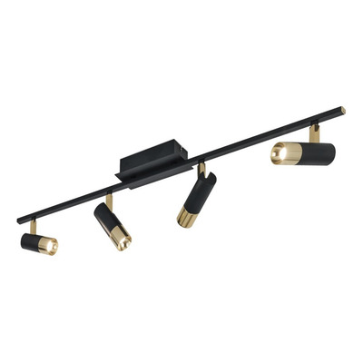 Aplique 4 Luces Tomares Led Negro Oro Cabezal Movil 39147 Rd