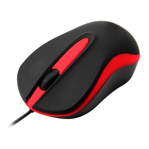 Mouse Óptico Quaroni Alámbrico Color Rojo 1200 Dpi Modelo MAQ01R