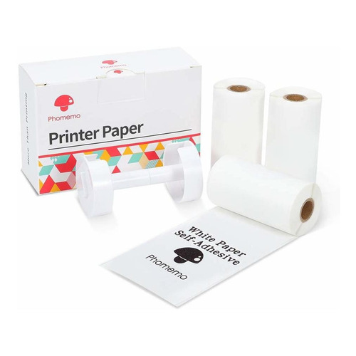 Papel Termico Autoadhesivo Blanco Phomemo Con Un Soporte De