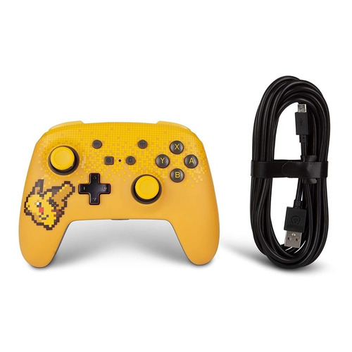 Control Alambrico Compatible Nintendo Switch Pkachu Pixel /u Color Amarillo