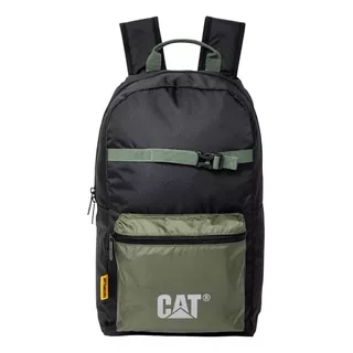 Mochila Backpack Para Hombre Color Negra Con Verde Olivo, Marca Caterpillar, Mod. 1097265