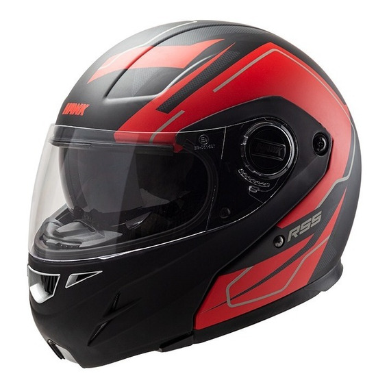 Casco Rebatible Rs5 Hawk Resistance Negro/rojo Teo Motos 