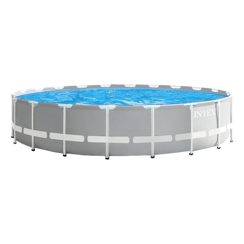 Piscina estructural redondo Intex 26756 con capacidad de 32695 litros de 6.1m de diámetro  gris claro diseño mosaico