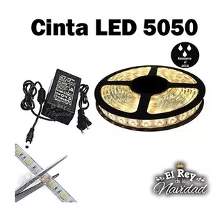 Cinta Tira Luces Led 5050 Calida 5mt Siliconada + Transfo