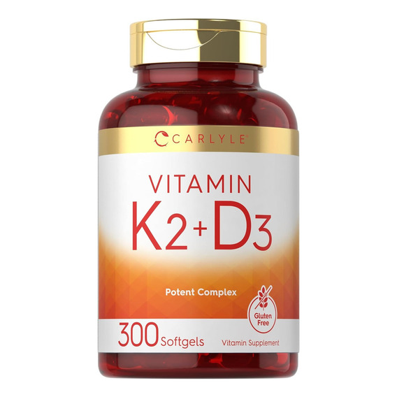 Vitamina K2 Con D3 10,000 Ui Complejo Potente 300 Capsulas Sabor Sin Sabor