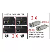 2 X Media Converter Sfp  + 2 X Minigbic 1 Fibra Lado A Y B 