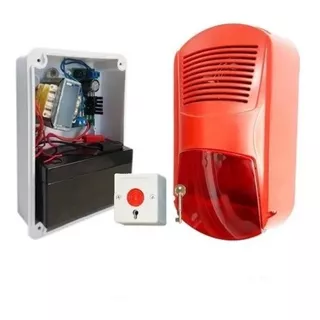 Alarma Incendio Pulsador Sirena  Fuente 12v Estrobo Led