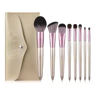 Set 8 Brochas Y Pinceles Maquillaje Make Up + Estuche Daikon Color Rosa