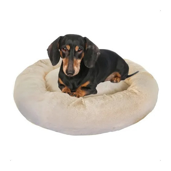 Cama Para Perro Suave Premium Mediana Cómoda 60 Cm Diametro Color Begie