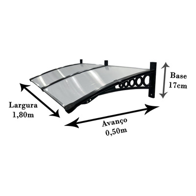 Toldo Policarbonato 1,80x0,50m P/ Portas E Janelas -completo