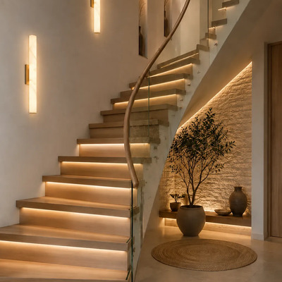 Aplique Moderno Led Vela 10w 3000k 600mm Alabastro Bronce Bronce