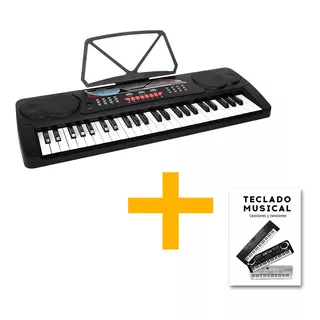 Teclado Musical 49 Teclas 4 Octavas Meike Mk4100 + Fuente Color Negro