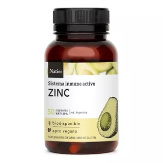 Cápsulas Zinc Sistema Inmune Activo X 50 - Natier Sabor Sin Sabor