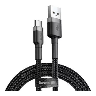 Cable Usb A Tipo C Carga Rapida 2.0 Baseus Mallado 2 Metros Color Negro Y Gris