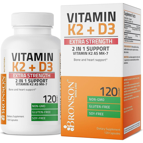 Suplemento en cápsula Bronson  Vitamin K2 & Vitamin D3 vitaminas 120 un pack x 120 u