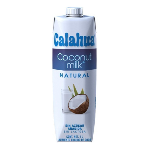 Coconut Milk Natural Calahua Alimento Líquido De Coco Sin Azúcar Ni Lactosa 1l