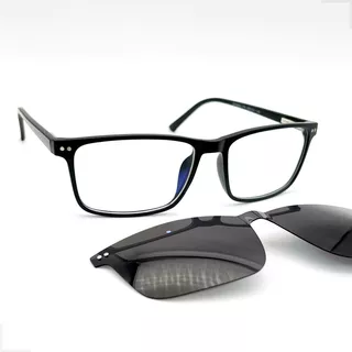 Armação Clip On Óculos Grau Grande Quadrado Tr90 Polarizado