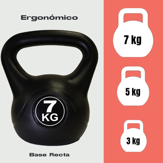 Pesas Set  Rusas Kettlebell 15kg Crossfit Gym  3 5 Y 7 Kg Color Negro