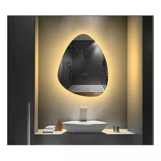 Espelho Orgânico Decorativo Iluminado Com Led Quente 80x90cm Moldura Sem Moldura
