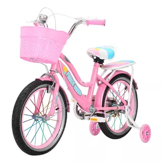 Bicicleta Entrenadora De Niños Aeiou Qk-08 Canastilla R12 Color Rosa Tamaño Del Cuadro 12