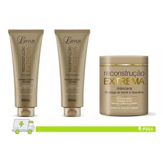  Kit Levux Shampoo + Cond + Máscara Reconstrução Extrema 500g