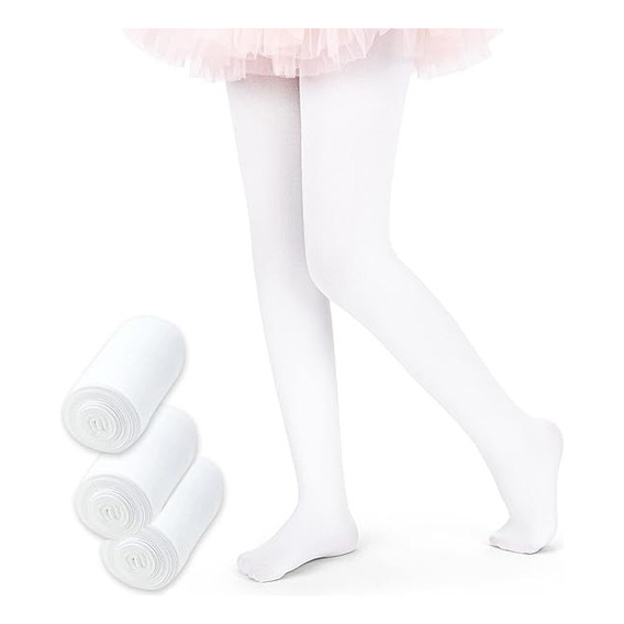 3 Pantys Blancas Para Niñas Algodón Medias Ballet Bailarinas