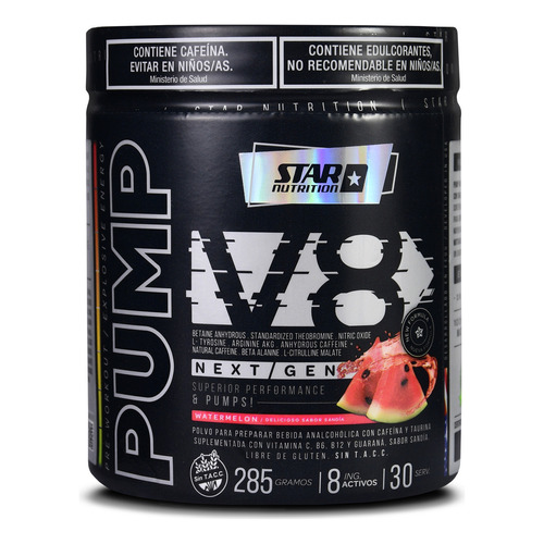 Pre Entreno Pump V8 Next Gen X 285g Star Nutrition Sabor Watermelon