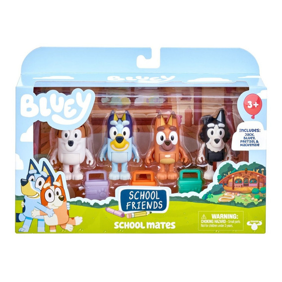 Bluey Set 4 Figuras Bluey Y Amigos Compañeros De Colegio