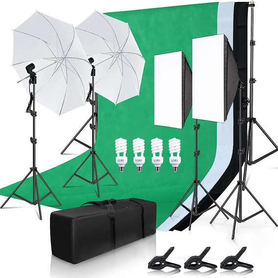 Andoer Kit Fotografía Fondo Softbox Estudio Con 4 Bombillas 