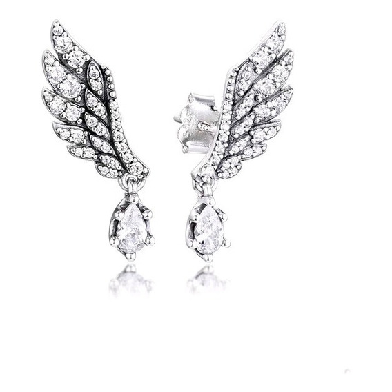 Pendientes  Alas De Angel Pandora Plata 925 Ale Caja +bolsa