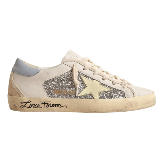 Tennis Golden Goose Super Star Brillantina Baby Blue