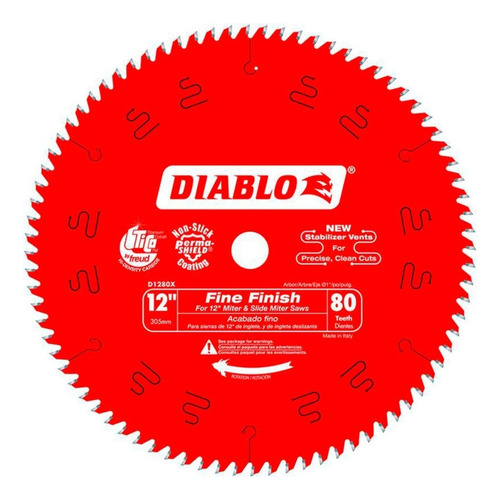 Disco Sierra Circular Diablo D1280x 12 PuLG 80 Dientes Color Rojo