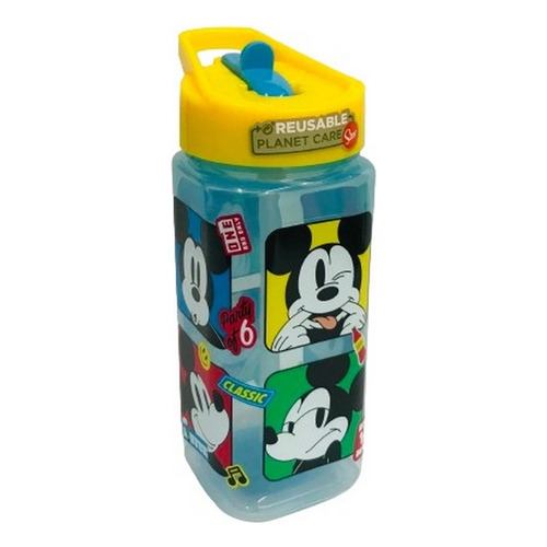 Botella De Agua Mickey Mouse Con Sorbete Escolar