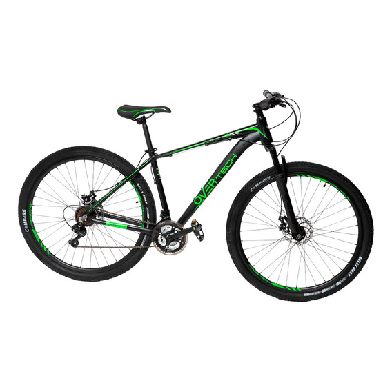 Bicicleta Mtb Overtech R29 Aluminio Full Shimano Fr Disco Pp Color Negro/Verde/Verde Tamaño del cuadro S
