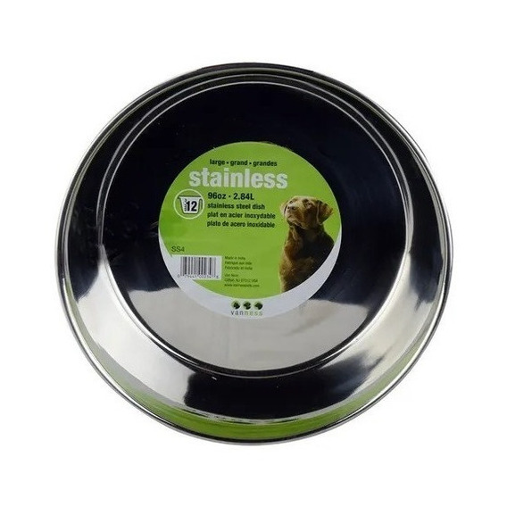 Plato De Acero Inoxidable Base Antiderrapante 96 Oz Perro Color Plata