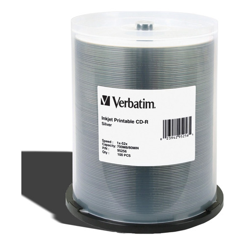 Cd-r Verbatim Printeable Silver 95256 C/100pz