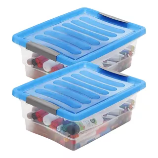 Organizador Plástico X2 Con Tapa 10 Litros Caja Transparente