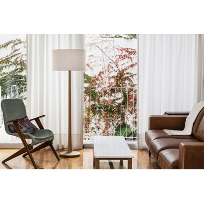 Lampara De Pie Trini Madera Natural Apto Led E27 Moderno Obj
