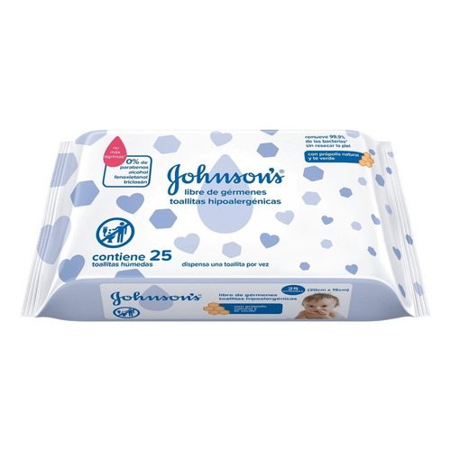 Johnson's toallitas Humedas Libre De Gérmenes X 25 Un. Bebé