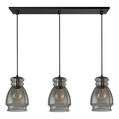Colgante 3 Luces Vidrio Fume Antique Moderno Apto Led E-27