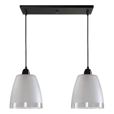 Colgante 2 Luces Vidrio Borde Transparente Negro Apto Led