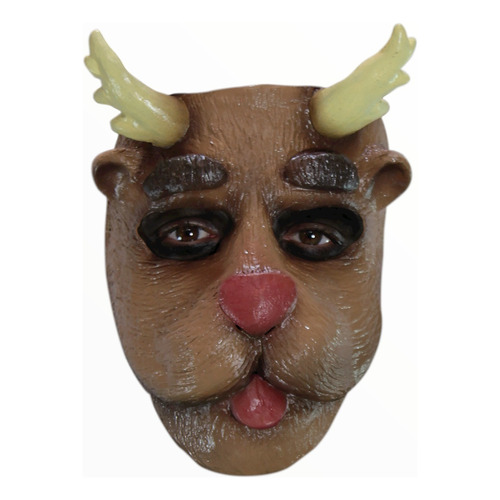 Máscara De Reno Xmas Reindeer Rodolfo El Reno Navidad Color Café