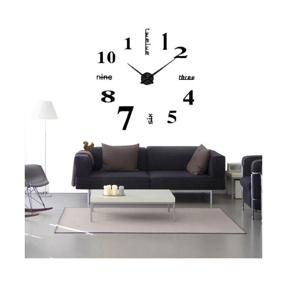 Reloj De Pared Con Diseño 3d Moderno Grande Plata Números 