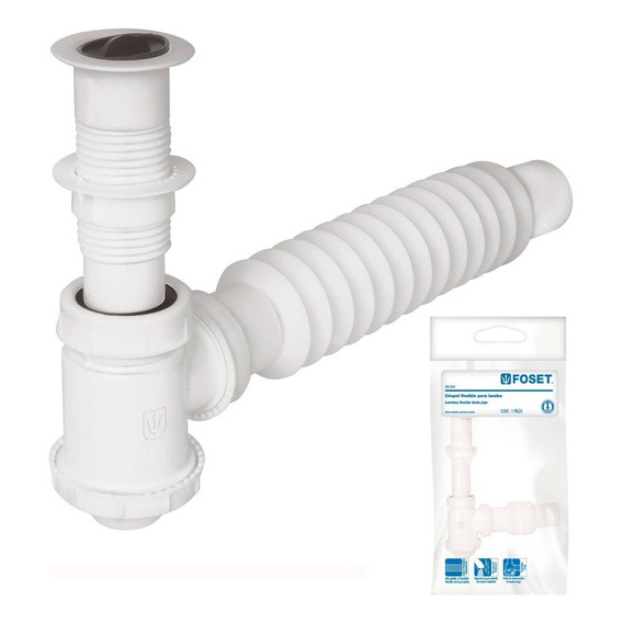 Cespol Lavabo Flexible 1-1/4'' Pvc Trampa Foset 49366 Color Blanco